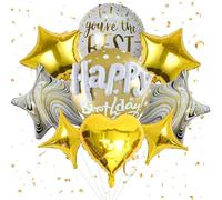 Gold Happy Birthday Balloon Set - 23 Inch, Big, Pack of 9 Happy Birthday Mylar Balloons, Golden Star Foil Balloon Party Decorations (Gold)