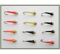 Gold Head Buzzer trout Flies, 12 Pack O Mixed Colour Sight Bob Killers, 10/12/14