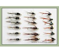 Gold Head Fishing Flies, 18 Pack Goldhead Copper john, Pheasant Tail, Hares Ear, Mixed 10/12
