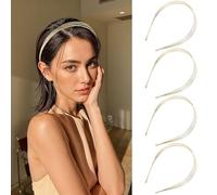 Gold Headbands for Women Multi Layers Metal Headbands, Gold Metal Thin Headband Cute Trendy Hair Accessories for Girls & Women - Elegant Adjustable Hair Bands, 4PCS