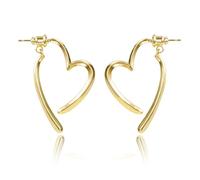 Gold Heart Earrings For Women, ASH'S CHOICE 14K Goldplated Small Open Hoop Heart Drop Dangle Earring Gold Lightweight Dainty Cute Love Hoop Shape Earrings for Women Grils