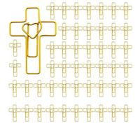 Gold Heart Paperclip, Decorative Bible Marker, 1.38x0.98 Inches Clamp with Finish, Sacred Cross Fastener, Stationery Supply with Elegant Style, Book Page Holder for Bible and Journal