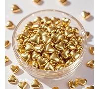 Gold Heart Pearl Sprinkles for Cake Decoration, 100g/3.53oz,Edible Sugar Candy Pearls, Heart Cake Topper Decorating, Cupcake, Cookies, Ice cream, Holiday, Wedding Party, Birthday,Father's Day Supplies