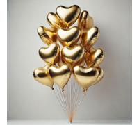 Gold Heart Shape Foil Mylar Balloons 18 inch for Birthday Party Decorations, Wedding Decor, Engagement Party, Holiday,Baby shower