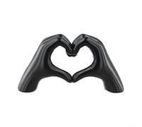 Gold Heart Shaped Hand Statue with Vinyl Material and Functional Storage Rack for Living Room or Bedroom Desktop Decoration, Artistic Modern Gesture for SCULPTURE for Keys and Jewelry (Black)