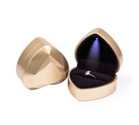 (gold) Heart Shaped Led Light Jewelry Gift Ring Package Decoration Box