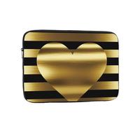 Gold Heart Stripe Laptop Bag 13 inch Business Briefcase Gifts for Men Women Water Resistant Laptop Sleeve Carry On Laptop Case Shockproof Protective Computer Bag Notebook Case