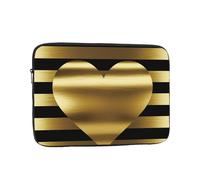 Gold Heart Stripe Laptop Sleeve Bag 17 Inch, Waterproof Shockproof Laptop Case Bag Computer Skin Bags Lightweight Tablet Carrying Case