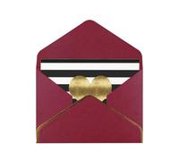 Gold Heart Stripe Print Horizontal Gold-Edged Pearl Greeting Card W/Envelope-Holiday,Birthday,Anniversary,Party(2pcs)