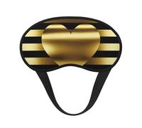Gold Heart Stripe Sleep Mask for Women Girls Men Soft Comfortable Eye Mask with Adjustable Strap Blackout Eye Sleep Shade Cover for Travel Yoga Nap Shift Work
