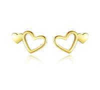 Gold Heart Stud Earrings for Women - Lovely Double Love Heart Earrings, Tiny Stud Earrings