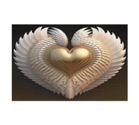 Gold Heart Wooden Jigsaw Puzzle for Adults 1000 Piece Puzzles for Kids Challenging Game （75×50cm）