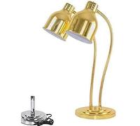 Gold Heat Lamp Food Warmer - Double Head, Single/Double Bulbs, Buffet Carving Station Heating Preservation Light
