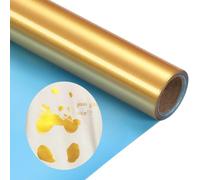 Gold Heat Transfer Vinyl Gold Iron on Vinyl PU HTV Vinyl Rolls 12 inch x 5 feet Iron on Vinyl for T-Shirts DIY Design, Easy to Cut and Weed for Silhouette Cameo Heat Press Machine