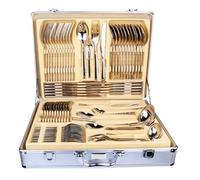 Gold Heavy 72 Piece Stainless Steel Detail Luxury Quality Cutlery Canteen Set