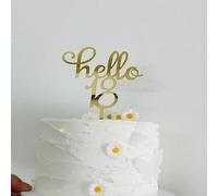Gold Hello 18 Birthday Cake Topper, Acrylic Mirror Finish18 & Fabulous Cake Topper, Cheer to 18th Years/Happy 18th Birthday Anniversary Cake Party Decoration for boys/gilrs