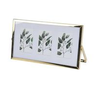 Gold Hinged Photo Frame for 3 Photos | Stylish Standing 3 Aperture Picture Frame with Mount - 21x12cm