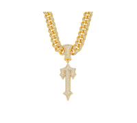 (Gold) Hip Hop Sword Pendant Necklace Iced Out Rhinestone Alloy Charm with 50cm Chain
