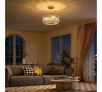 HOMCOM Crystal Ceiling Light Fixture Semi Flush Mount Modern 29 cm, Gold