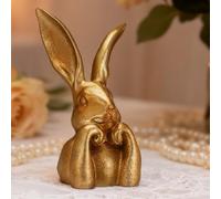 Gold Home Decor Rabbit Statue, Easter Thinking Bunny Figurine, Large Rabbit Figurines Easter Table Centerpiece Decorative Bunny Sculpture for Home Indoor Decor (Gold,24cm/9.45in)