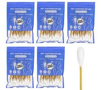 GOLD HONEY 6 Inch Large Cotton Swabs, 500PCS Dog Ear Swabs with Bamboo Handle for Dogs, Pet-Specific, Gentle Design, Lint-Free, Canine Cotton Stick Ear Cleaning