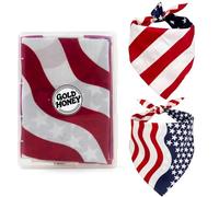 GOLD HONEY American Flag Dog Bandanas 2 PCS, Polyester Washable, for Small Medium Cats Dogs, Patriotic Pet Accessories