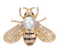 Gold Honey Bee Brooch Insect Themed Crystal Bee Pin Badge with Big Pearl Vintage Rhinestone Brooch Lapel Brooch Pins for Women Jewelry Decoration for Birthday Dating Party Anniversary
