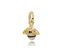 Gold Honey Bee Bumble Bee 925 Silver Compatible with Pandora Charms, Trollbeads, Chamilia, Biagi and Many Other UK Charm Bracelets.