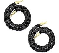 Gold Hooked Rope 2-Pack Crowd Control Barrier Rope 60cm Black Indoor/Outdoor Stanchion Divider for Event Management Queue Line and Crowd Management