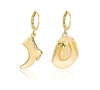 Gold Hoop Cowgirl Boot Hat Earrings, Cowboy Boot Hypoallergenic Earrings, Dangle Drop Earrings for Women Girls Jewelry Gift