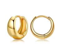 Gold Hoop Earings for Womens - S925 Sterling Silver Earrings, Chunky Hoops Small Gold Cartilage Huggie Sleeper Earrings | Hypoallergenic Helix Tragus Ear Jewellery Endless Earrings for Girls, 12mm