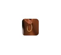 Gold Hoop Earrings for Women, Large Teardrop Open Oval Hoops