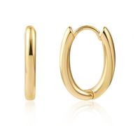 Gold Hoop Earrings for Women, Small Oval Earrings Hypoallergenic Chunky Hoop Small Thick Hoops Earring Glossy Huggie Hoops Earring for Women Girls
