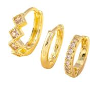 Gold Hoop Earrings Set For Women Trendy Real Gold Plated Chunky Small Cartilage Hoops Cute Cubic Zirconia Dangle Stud Earrings Jewelry Soccer Stud Earrings (Gold, One Size)