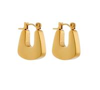 Gold Hoops Earrings for Women, Chunky Gold U Shape Open Twisted Hoops Lightweight Minimalist Earrings Hypoallergenic Present Jewelry, Steel Titanium, No Gemstone