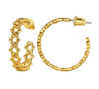 Gold Hoops Women Earrings Star of David Hoop Earrings