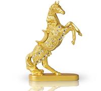 Gold Horse Statue Noble Horses Standing Fighting Table Sculpture, Great Gift Animal Figurines Home Décor, Desktop Art Figure, Rearing Steed Crafts Decorations for Living Room Office (Gold-standing)