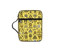 Gold-Horus-Pharaohs-Egypt Bible Cover Case with Handle, Water-Resistant Oxford Fabric Bible Bag Organizer with Zipper Pockets for Church