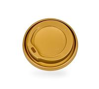Gold Hot Drink Sip-Through Lid, 8oz, Travel-Safe Design for Coffee and Tea Cups (Pack Of 100)