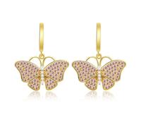 Gold Huggie Hoop Earrings For Women Shell Starfish Dangling Charm Hoops Summer Beach Earrings (Butterfly Hoop)