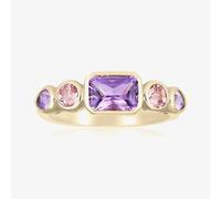 Gold Impression 9ct Yellow Gold Amethyst & Pink Tourmaline Dress Ring DOM338 M