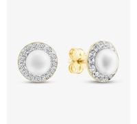 Gold Impression 9ct Yellow Gold Cultured Pearl Crystal Stud Earrings 1.58.7559