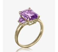 Gold Impression 9ct Yellow Gold Fancy Cut Amethyst Three Stone Ring DOM350 P