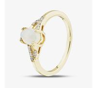 Gold Impression 9ct Yellow Gold Opal Diamond Shoulder Set Solitaire Ring RJR04809 L