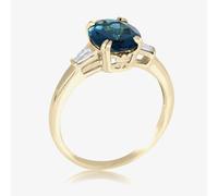 9ct Yellow Gold Oval Cut Blue Topaz Diamond Shoulder Ring DOM348 P