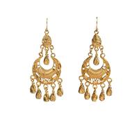 Gold Indian Chandelier Earrings Vintage Bell Tassel Dangle Drop Earrings Ethnic Statement Jewelry for Women, 2XL, Metal, No Gemstones