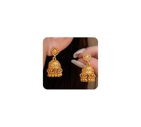Gold Indian Earrings for Women,Vintage Bell Statement Earrings,Boho Golden Dangle Earring Ethnic Jewerly, L, Metal, No Gemstone