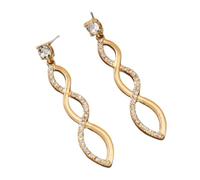 Gold Infinity Dangle Earrings for Women, Double Linear Twist Long Drop Earrings with Sparkling Cubic Zirconia, Trendy Elegant Teardrop Statement Earrings Jewelry for Party Wedding Daily Wear