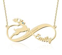Gold Infinity Name Necklace with Heart Beautiful Arrow Anchor Compass Mountain Constellation Forever Love Pendant Jewelry Best Birthday Gift Ideas for Women Girls Mother Daughter Friendship