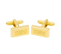 Gold Ingot Cufflinks - Onyx Art CK234 Mens Wedding Novelty Gift Gold Bar Cuffs In Premier Life Packaging
